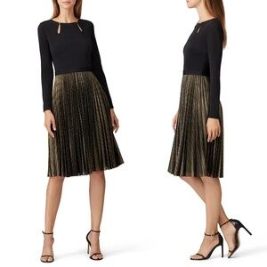 CATHERINE DEANE Metallic Nicki Dress Black and Gold $476 - size 6